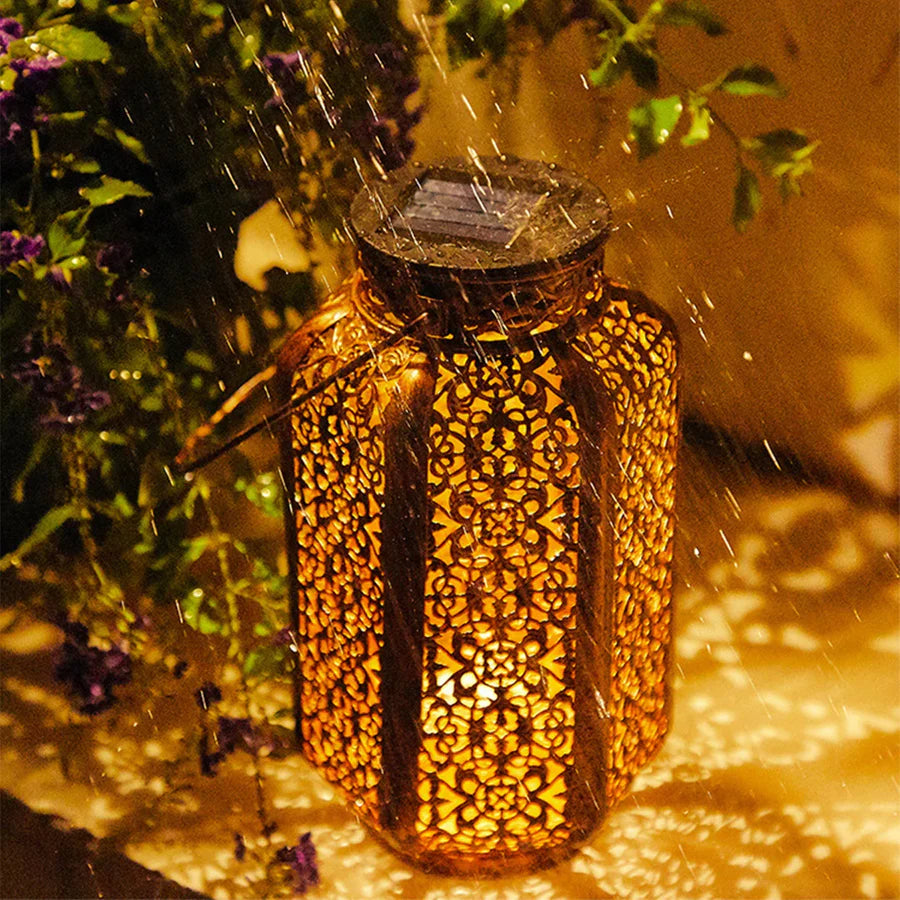 Lampe Rétro Style Lanterne avec Panneau Solaire