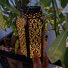 Lampe Rétro Style Lanterne avec Panneau Solaire